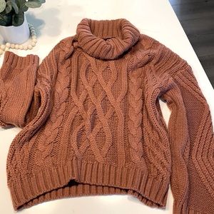 Vici slouch neck soft sweater in Rust color